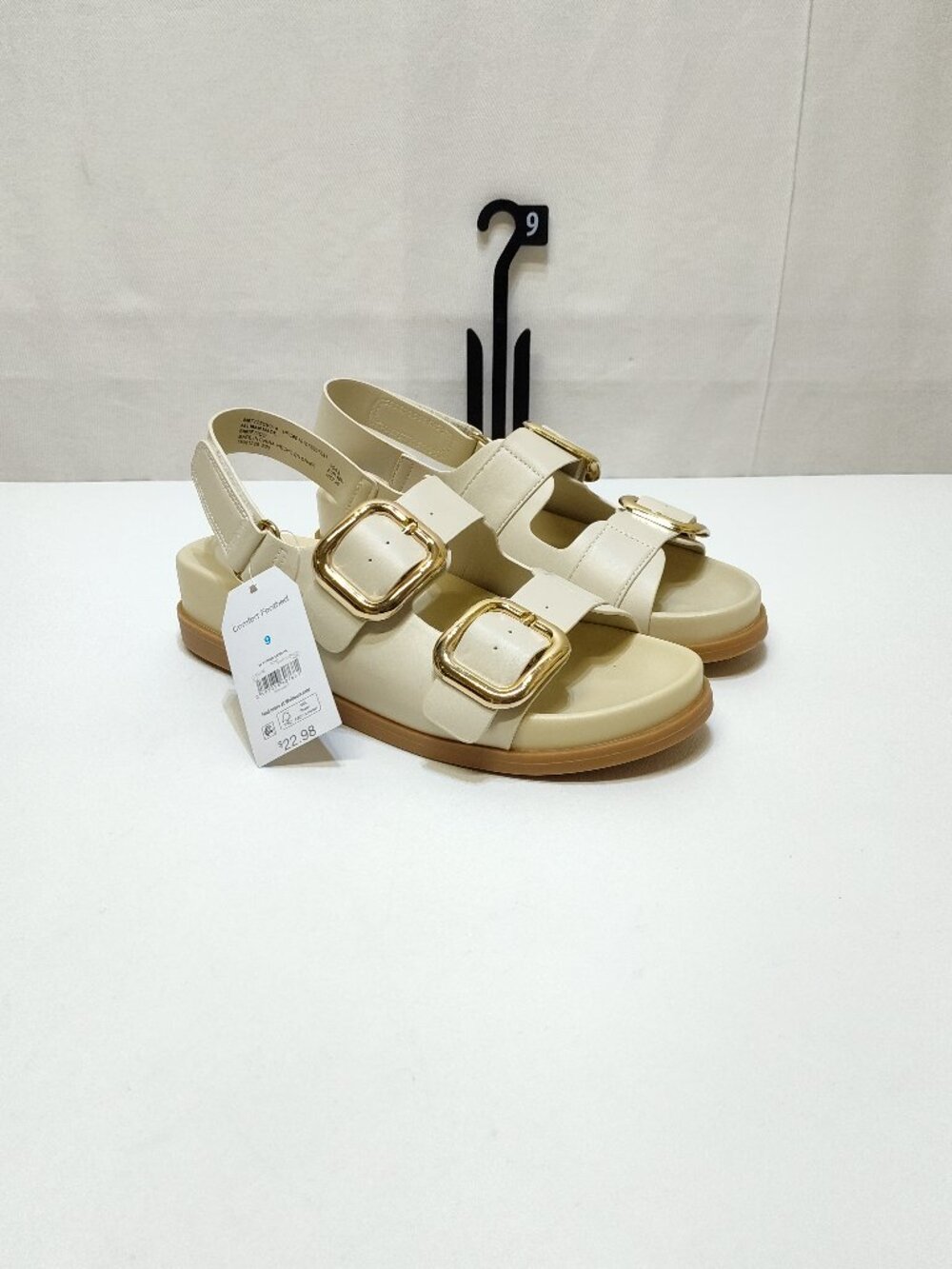 Time And Tru Dad Buckle Slingback Sandal Size 9 Bone Color Adjustable Strap NWT